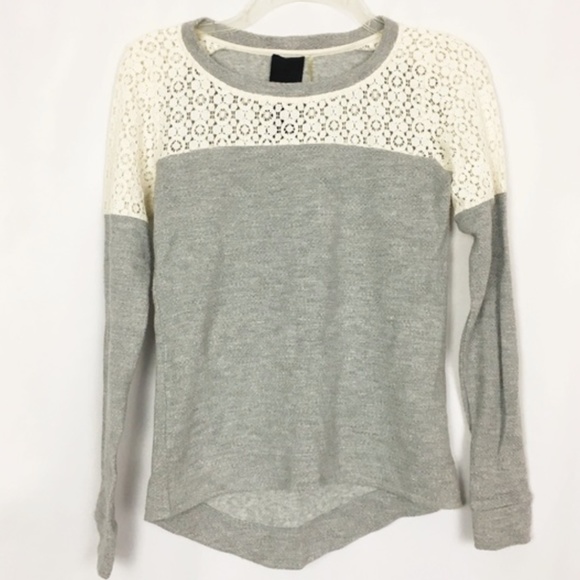 Bordeaux Sweaters - Heather by Bordeaux gray knit lace sweater XS